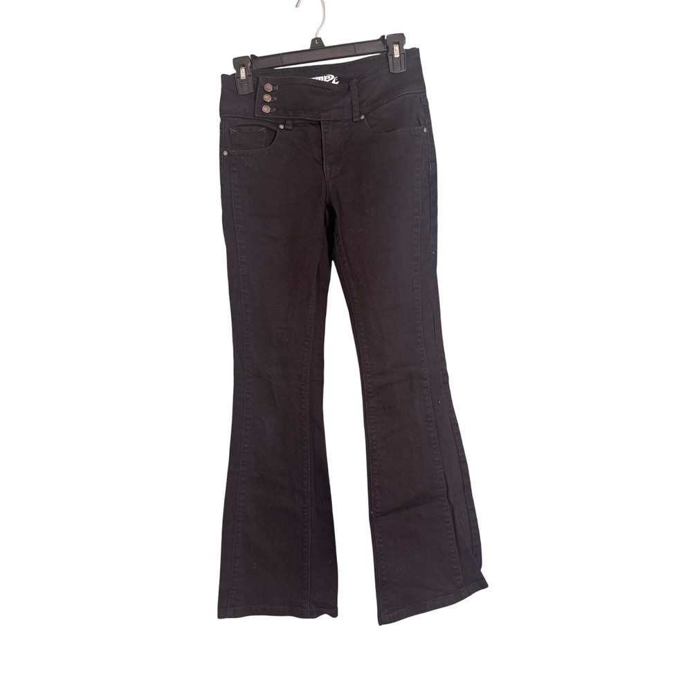 Empyre Black Flare Jeans Triple Button High Waisted Y2K Inspired  Streetwear